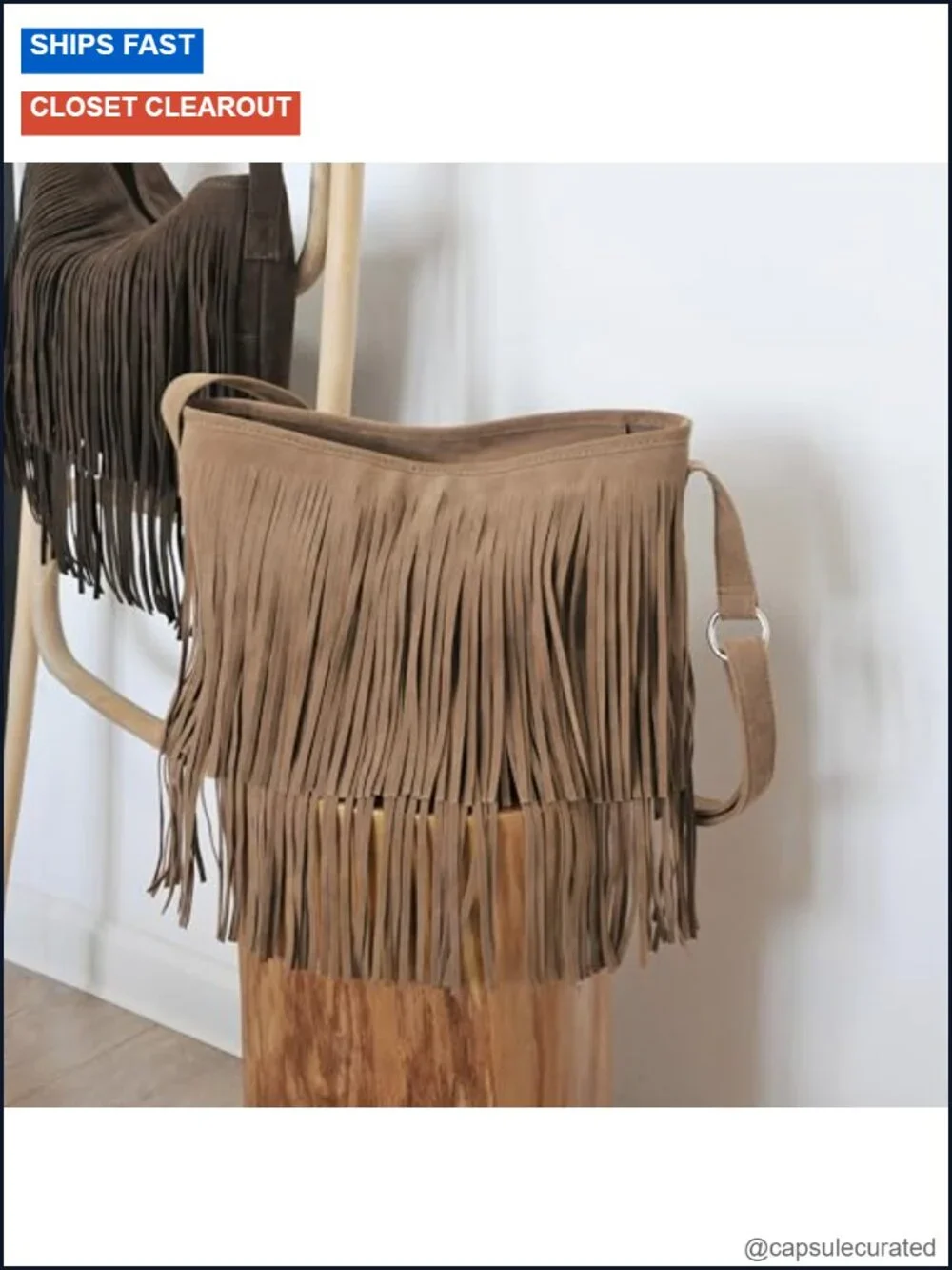 Tassel Faux Suede Leather Hobo Crossbody Shoulder Bag Women's Sling Bag
